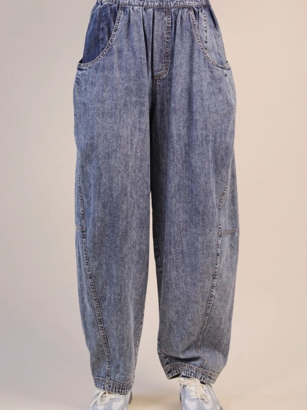 Very J Blue Wide-Leg Barrel Pants